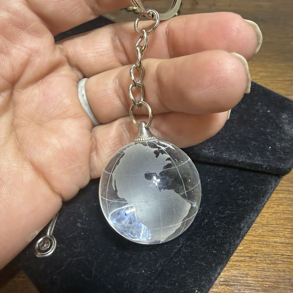 Mini World Globe Earth Map Clear Keyring Keychain Vintage Travel Gifts
